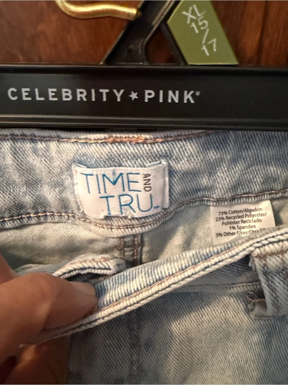 Time and Tru Light Wash Boyfriend Jeans With Distressed Embellishments